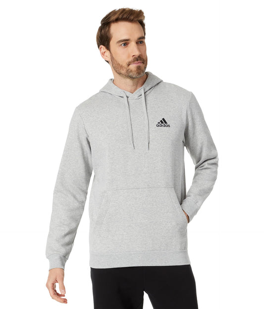 adidas Men's Essentials Fleece Hoodie, Medium Grey Heather/Black, Large