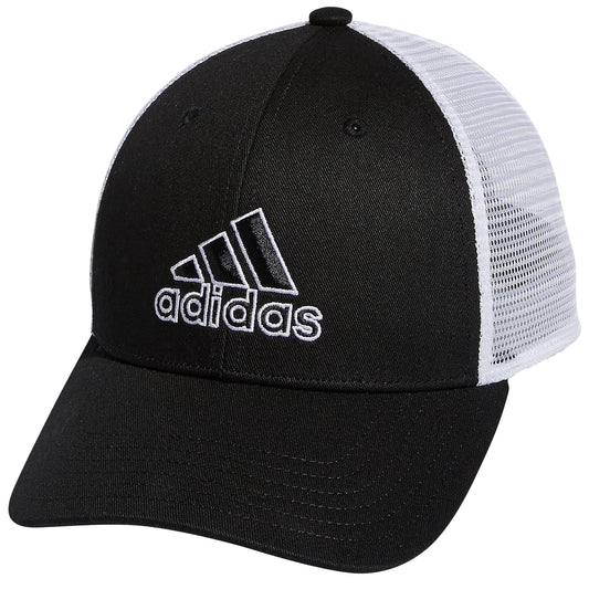 adidas Men's Mesh Back Structured Low Crown Snapback Adjustable Fit Cap, Black/White, One Size